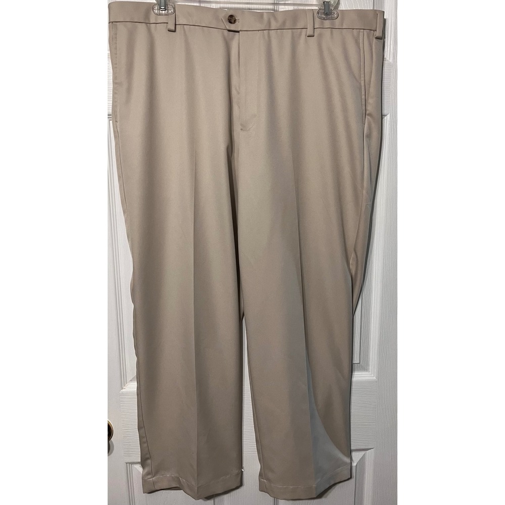 IZOD Golf X-Treme Function Mens Tan Flat Front Performance Pants 42x30